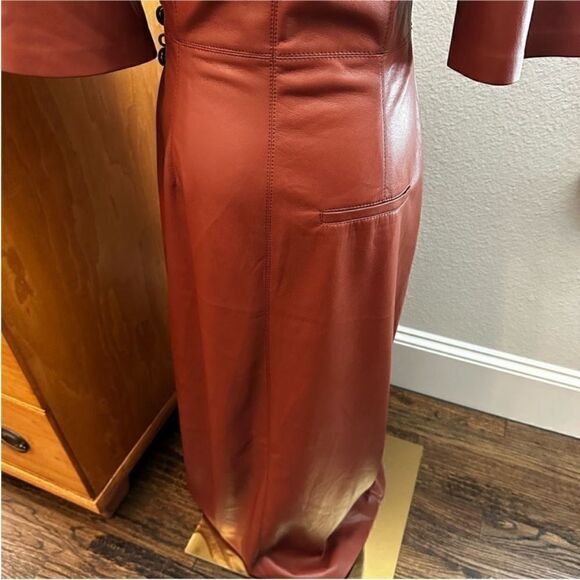 NWT Nanushka Helisa Vegan Leather Ruched
Midi Dress-P1 - Picture 7 of 10